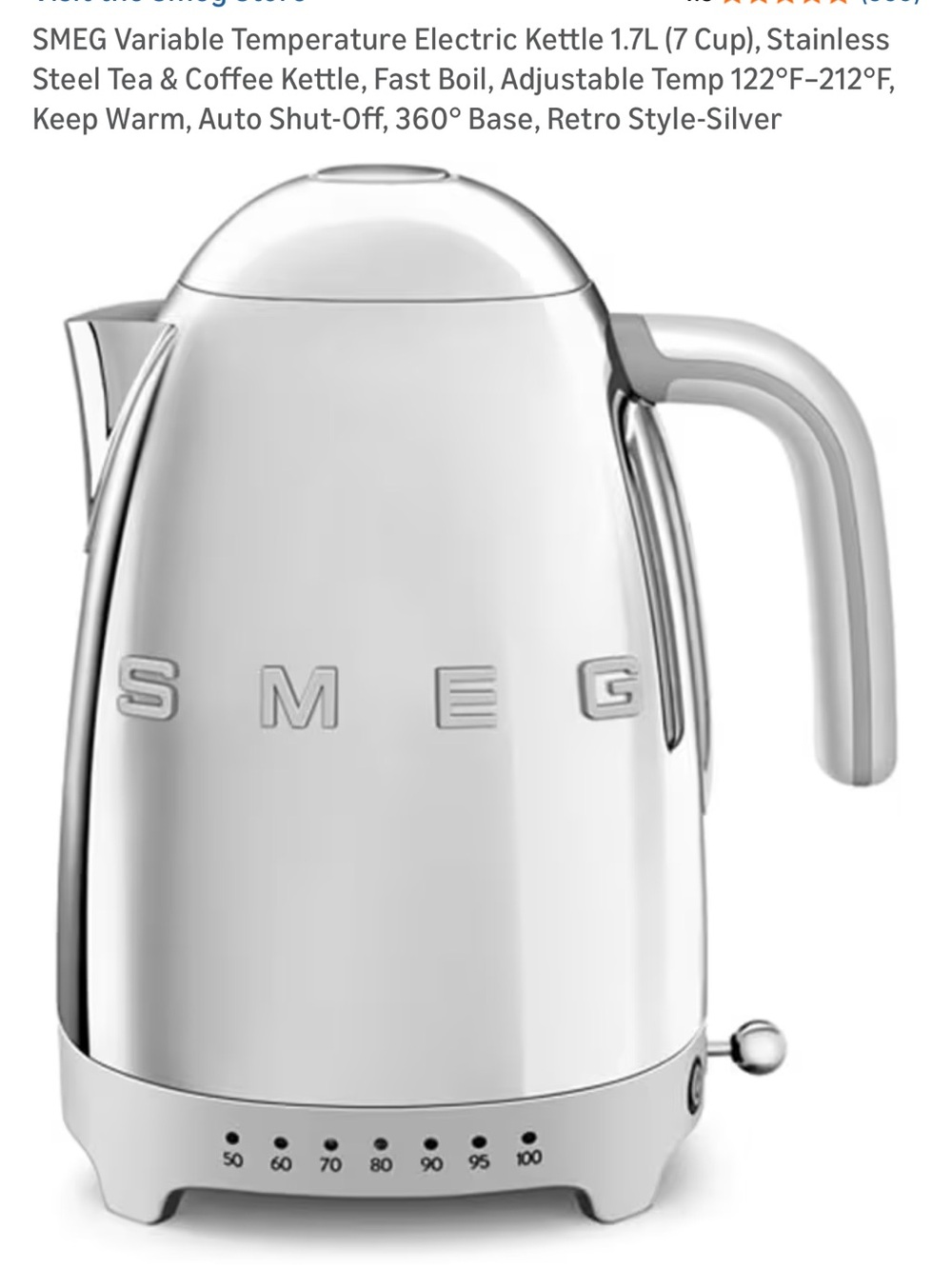 SMEG Retro Style Stainless Steel Electric Kettle - Silver